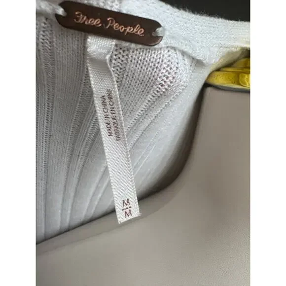 Free People Skinny Mini Midi White Ribbed Long Duster Size Medium - Picture 3 of 7